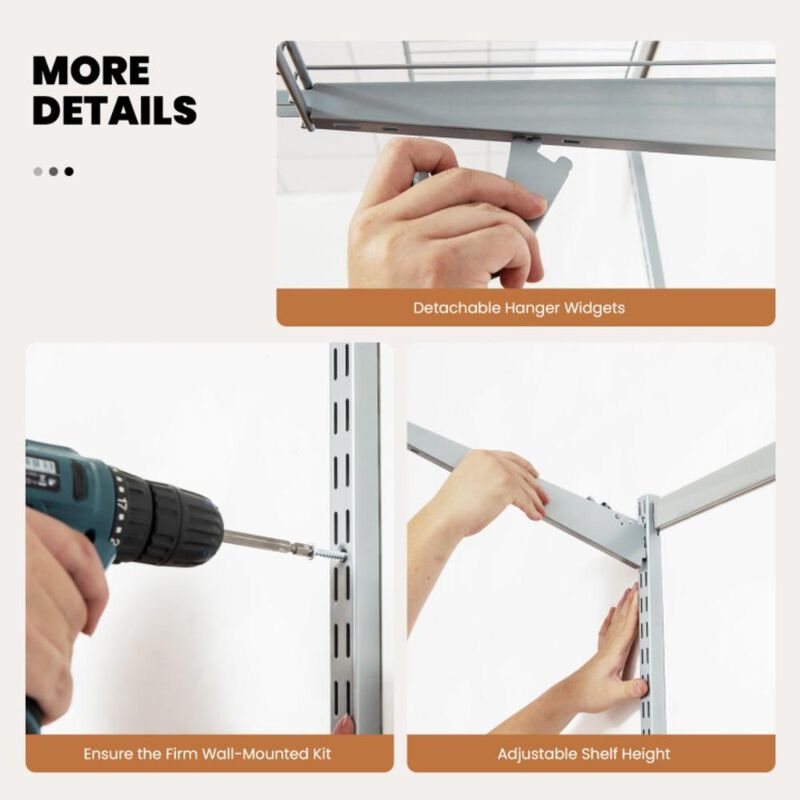 Hivvago Adjustable Closet Organizer Kit with Shelves and Hanging Rods for 4 to 6 Feet