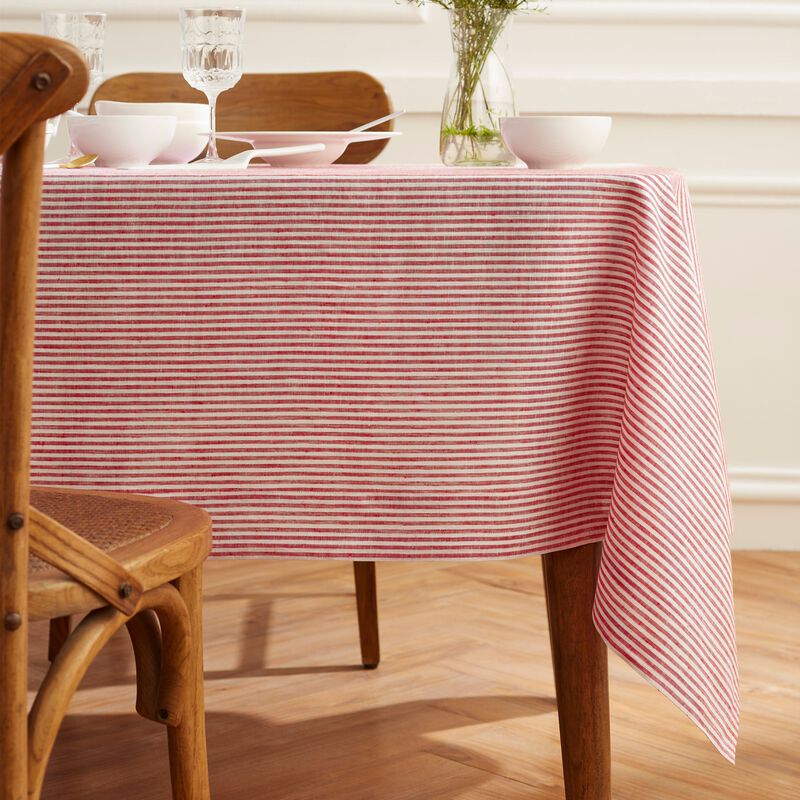 Solino Home 100% Pure Linen Tablecloth | Narrow Stripe