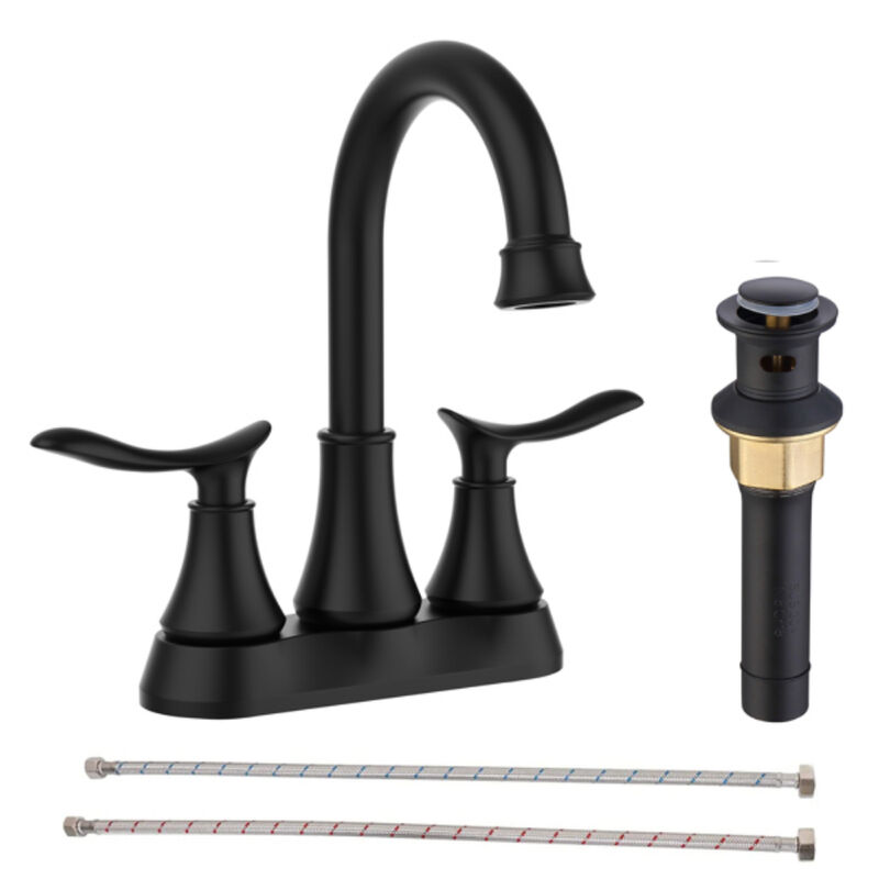 Bathroom Sink Faucet 2-Handle with Pop-Up Drain and Rotating High Arc Spout