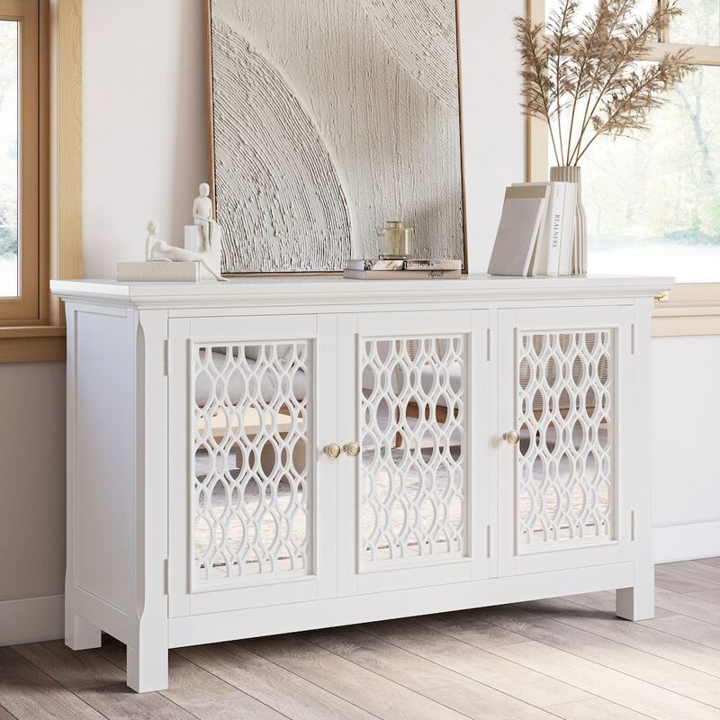 Jofran Isabella 54 Luxury Mirrored Accent Storage Cabinet