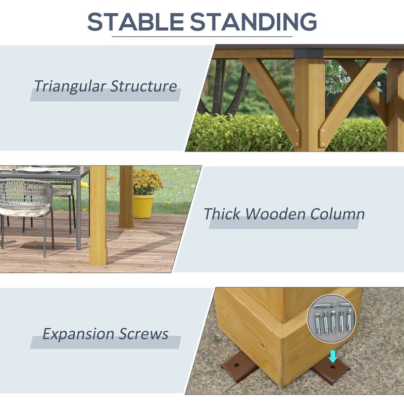 Brown Outdoor Structure: 10x12 Galvanized Steel Gazebo with Wood Frame