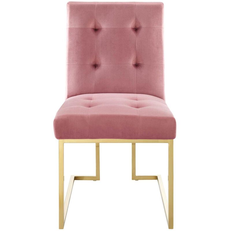 Modway Privy Performance Velvet Gold Stainless Steel Dining Chair in Gold Dusty Rose