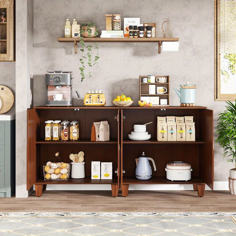 Sideboard Buffet Storage Cabinet, Retro Kitchen Sideboard Cabinet with Adjustable Shelves 55" Accent Cabinet with Doors for Living Room, Storage Lockers