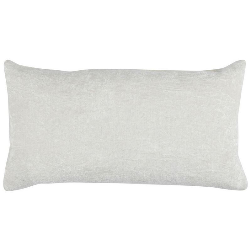 14 x 26 Lumbar Accent Throw Pillow, Hand Pleated, Vintage, Ivory White-Benzara
