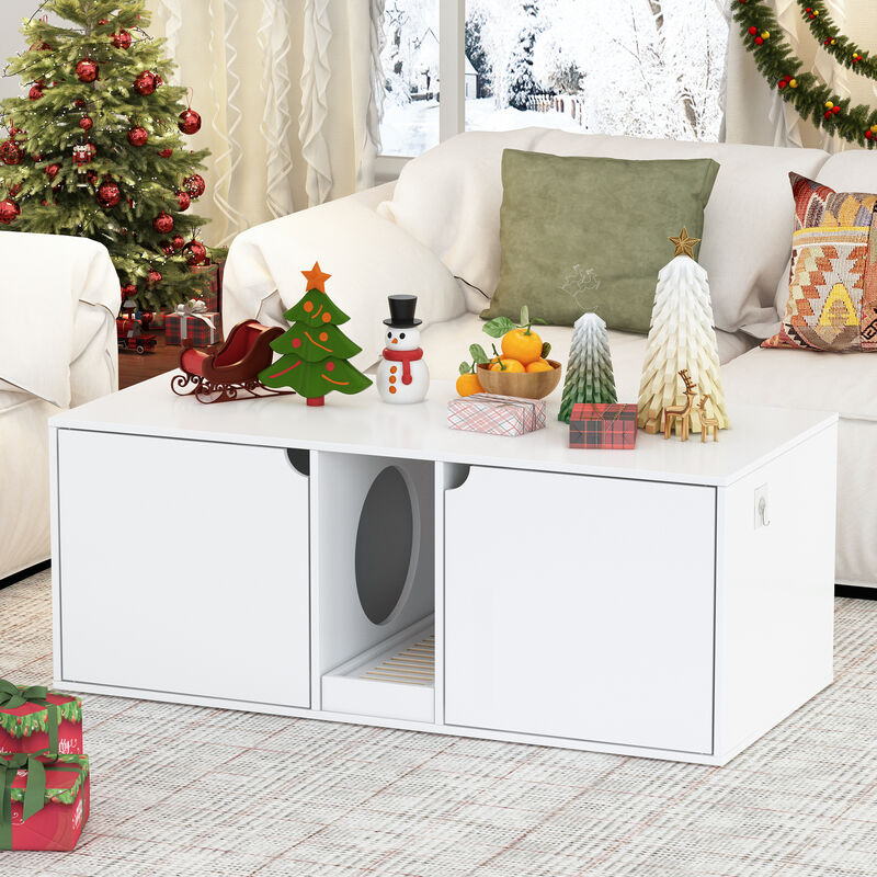 FUFU&GAGA Modern Cat House Furniture, (43.3”W x 16.9”D x 20.5”H), White