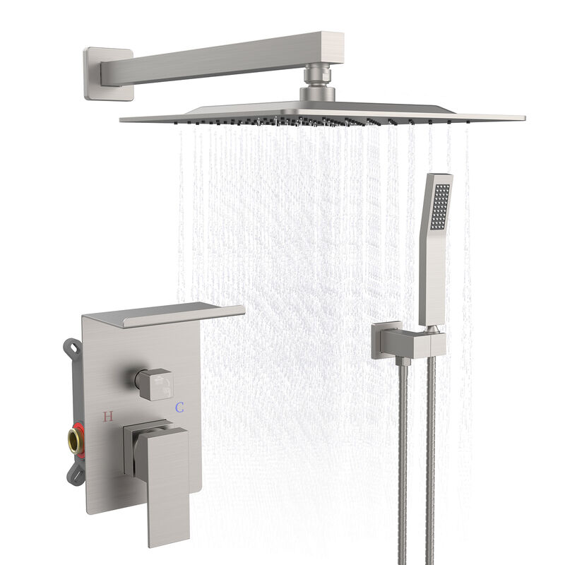 Rainfall Shower System with Storage Shelf High-Pressure Shower Head & Handheld Combo