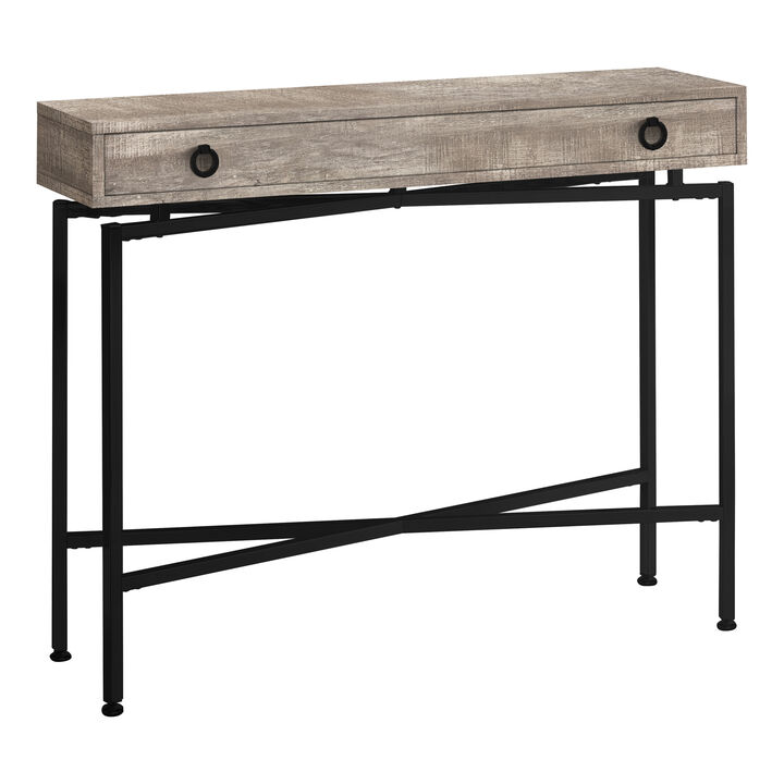 Monarch Specialties I 3455 Accent Table, Console, Entryway, Narrow, Sofa, Storage Drawer, Living Room, Bedroom, Metal, Laminate, Beige, Black, Contemporary, Modern