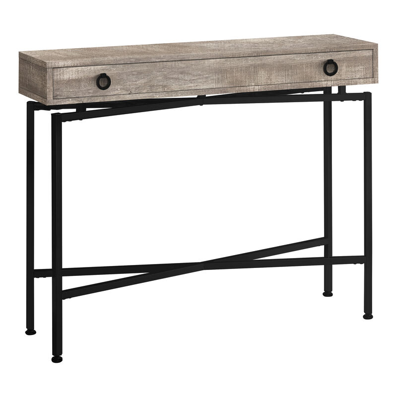 Monarch Specialties I 3455 Accent Table, Console, Entryway, Narrow, Sofa, Storage Drawer, Living Room, Bedroom, Metal, Laminate, Beige, Black, Contemporary, Modern