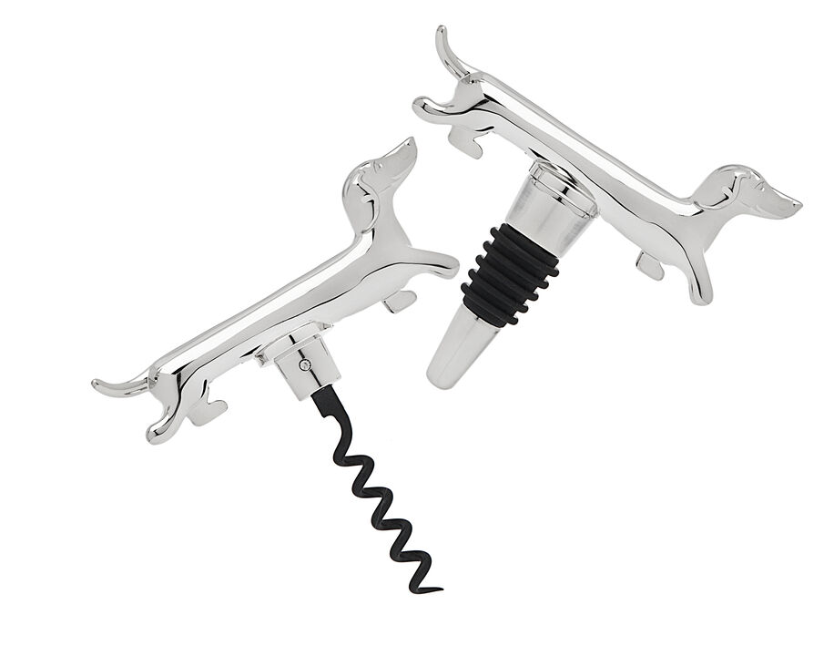 Dachshund Corkscrew & Bottle Stopper Set