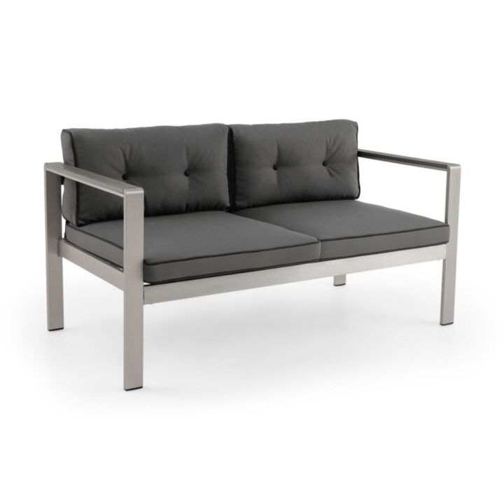 Hivvago Contemporary 2-Person Sofa Chair with WPC Armrests for Balcony Backyard Porch