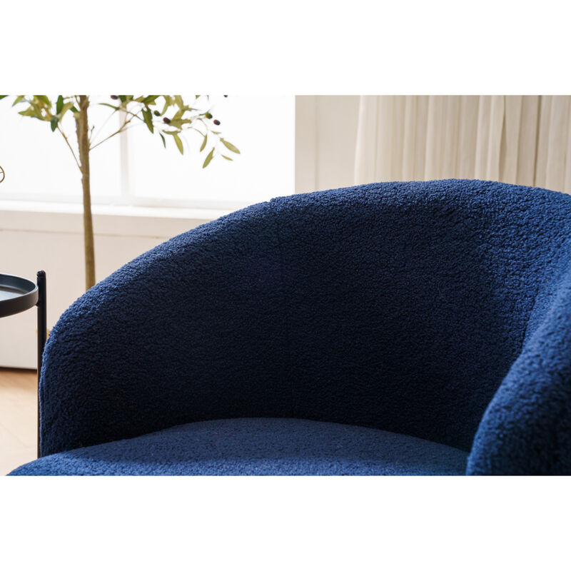 Teddy Fabric Swivel Accent Armchair Barrel Chair With Powder Coating Metal Ring, Dark