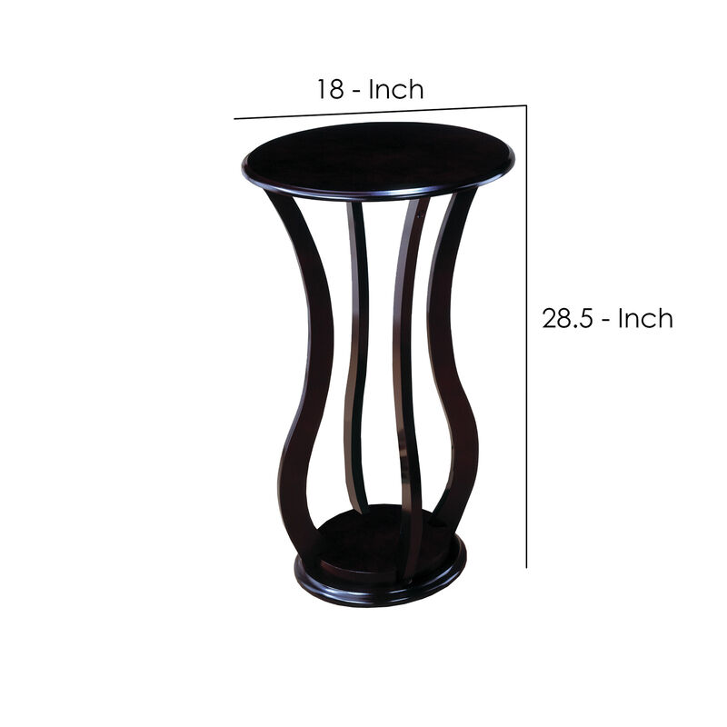 Contemporary Plant Stand With Bottom Storage Shelf, Brown-Benzara