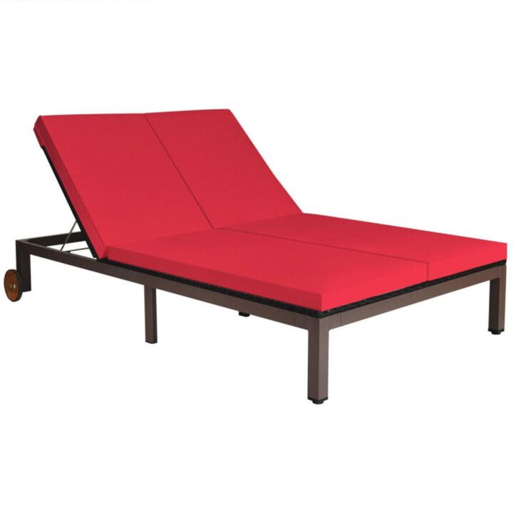 Hivvago 2-Person Patio Rattan Lounge Chair with Adjustable Backrest