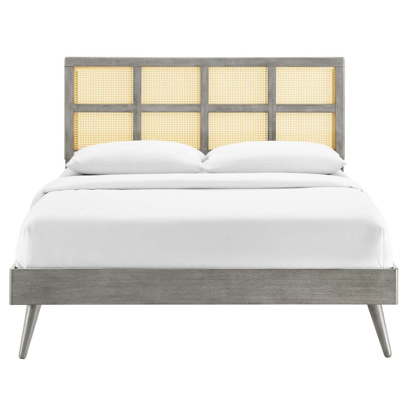 Modway - Sidney Cane and Wood Full Platform Bed with Splayed Legs