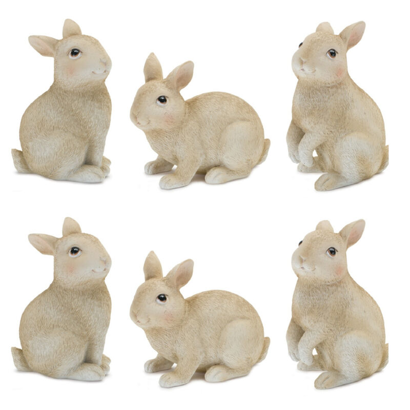 Resin Rabbit Figurines Set of 12 for Spring and Rustic Home Accents