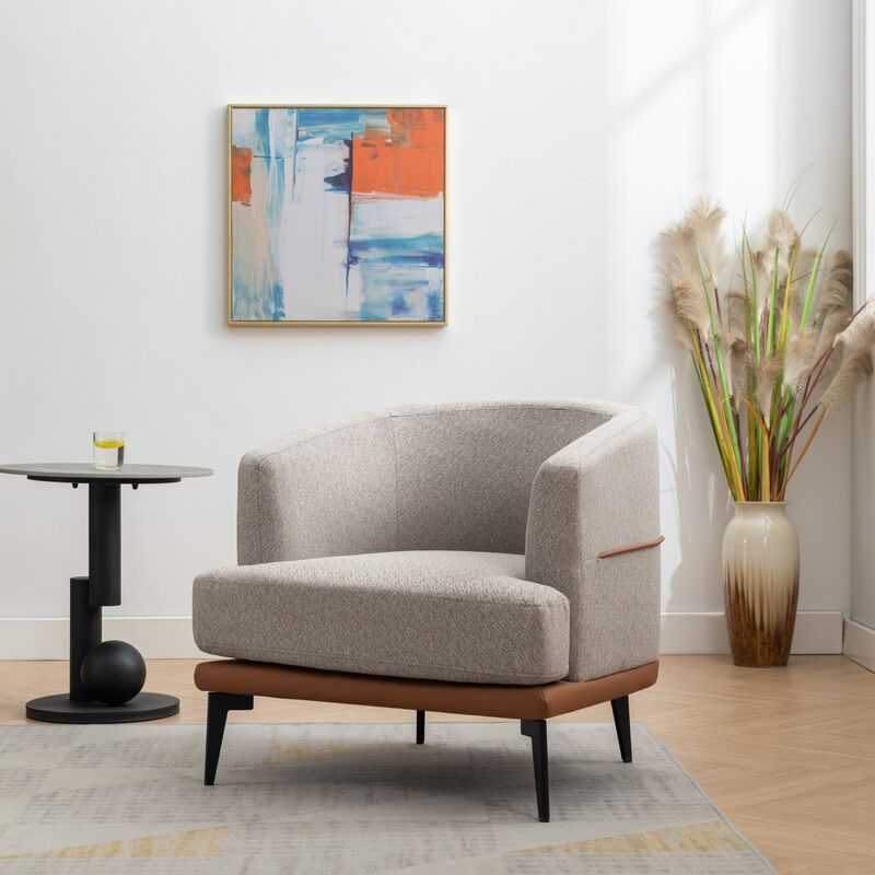 Modern Twotone Fabric Chair, Burnt Orange