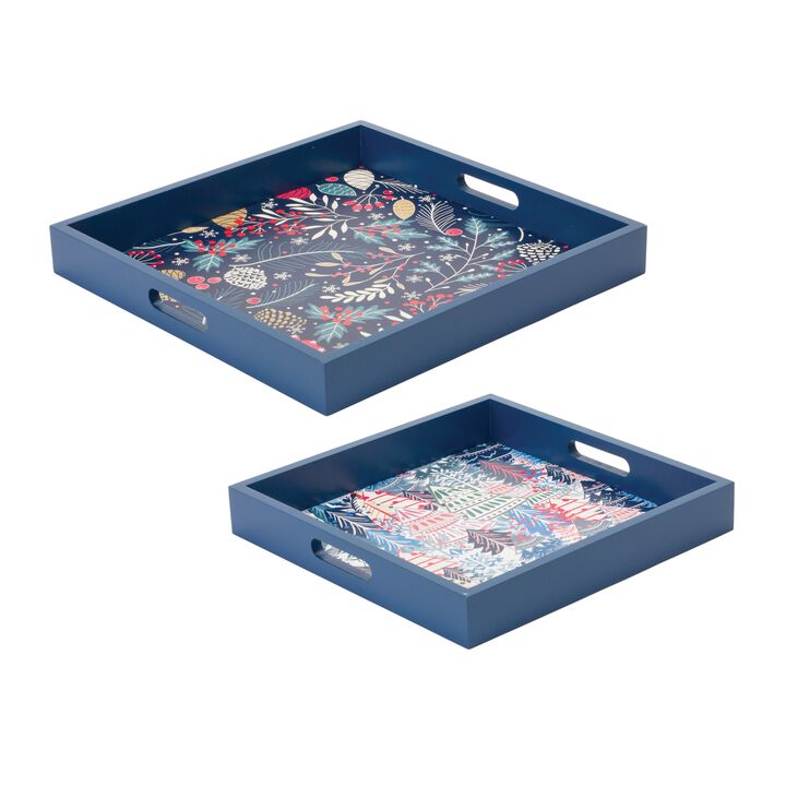 MDF Tray Set of 2 for Rustic Home Storage and Display