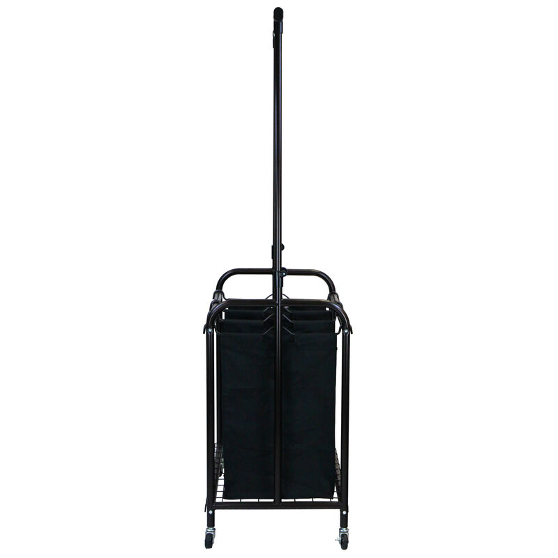 Oceanstar 3-Bag Rolling Laundry Sorter with Adjustable Hanging Bar, Bronze