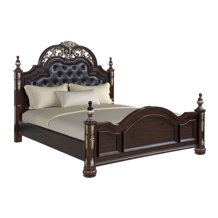 New Classic Furniture Furniture Maximus King Solid Wood Bed in Madeira Brown