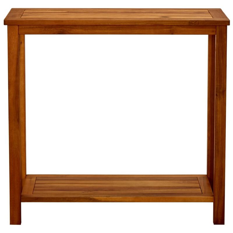 Outdoor Console Table w Bottom Shelf, 32 Inch Rectangular Shelf, Brown - Benzara