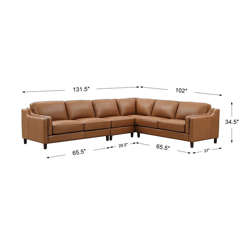 Bella Top Grain Leather L-Shaped Sectional