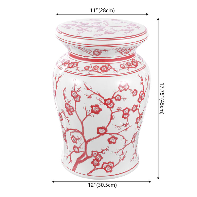 Cherry Blossom Ceramic Garden Stool