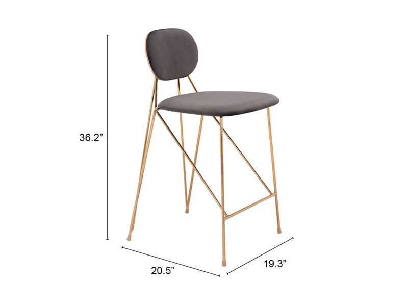 Georges Counter Stool (Set of 2) Gray & Gold