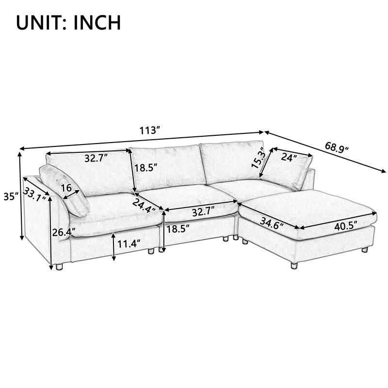 Merax Upholstery Convertible Sectional Sofa
