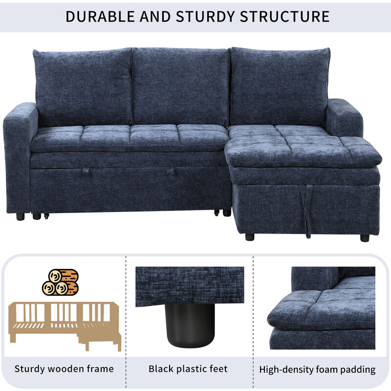 Merax Polyester Sectional Sofa Bed with Storage Space