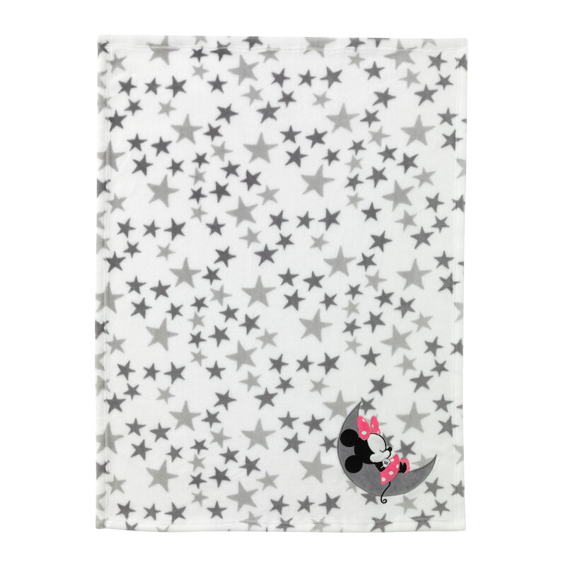 Disney Baby Minnie Mouse Gray/White Fleece Baby Blanket by Lambs & Ivy