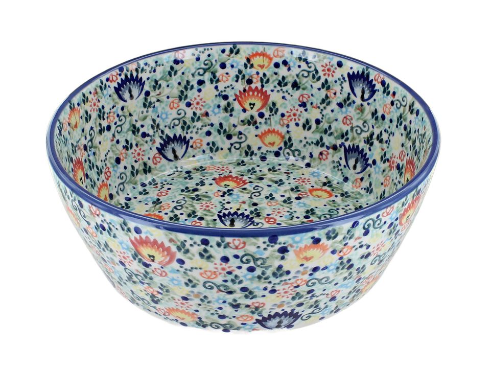 Blue Rose Polish Pottery Serving Bowl
