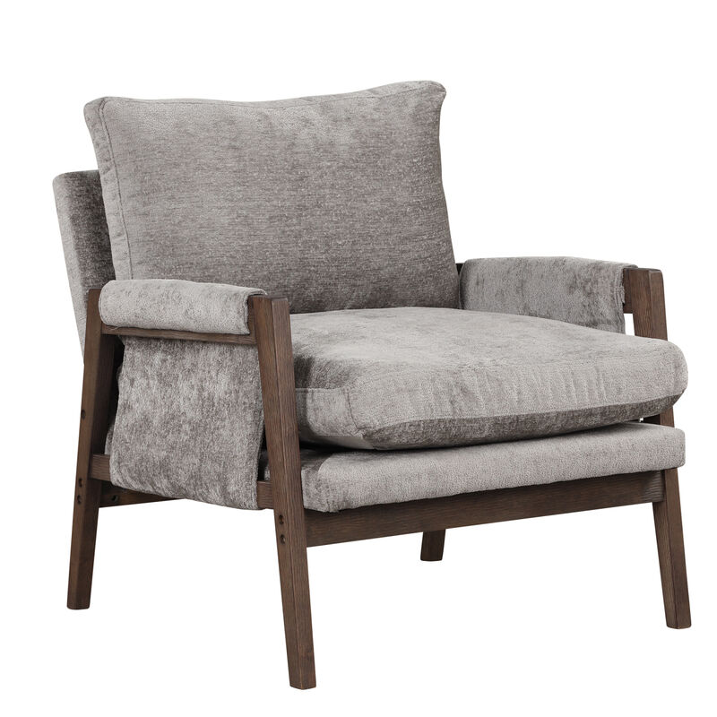 Mid-Century Modern Velvet Accent Chair, Leisure Chair With Solid Wood And Thick Seat Cushion
