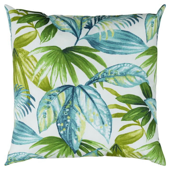 22"x22" Indoor/Outdoor Pillow, Tropical Leaves
