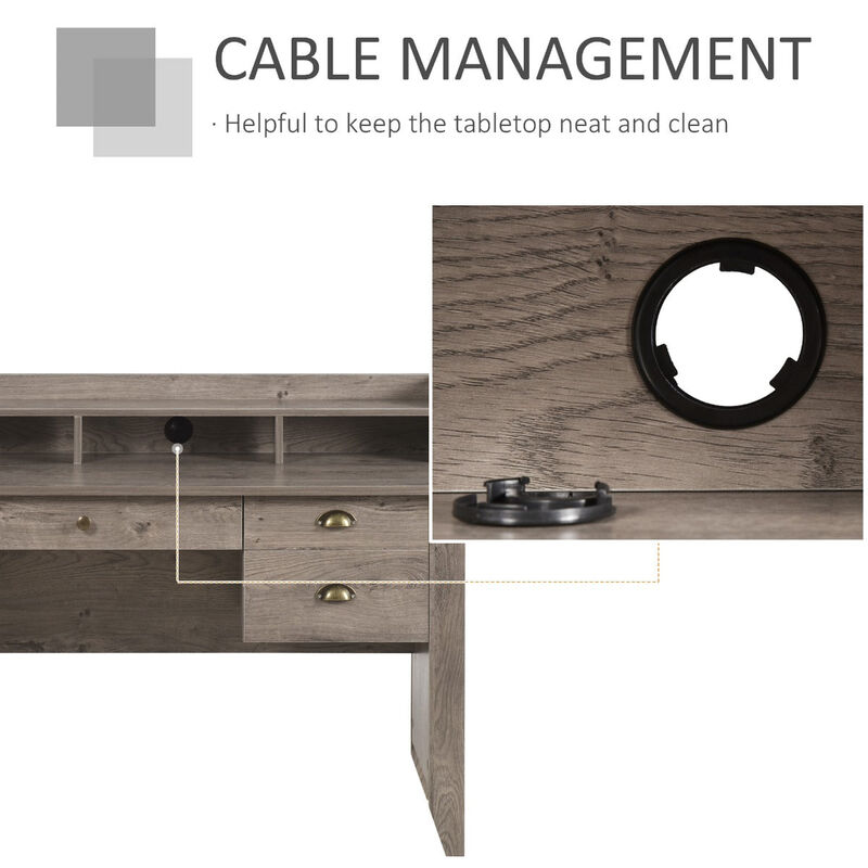 Multifunctional Desk: Computer Workstation with Drawers and Cable Management