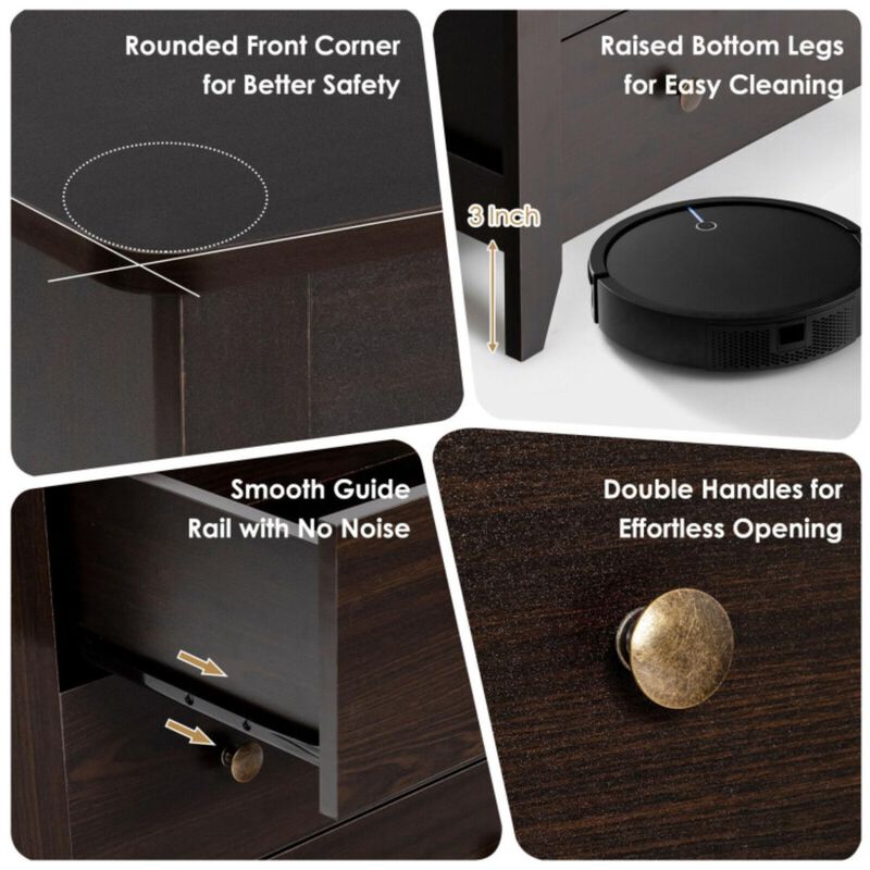 Hivvago 3 Drawer Dresser Chest of Drawers Bedside Table