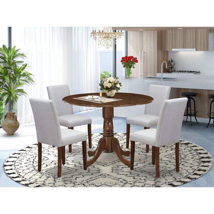 East West Furniture 5 Pc Dining Set Contains a Round Dining Table and 4 Upholstered Chairs