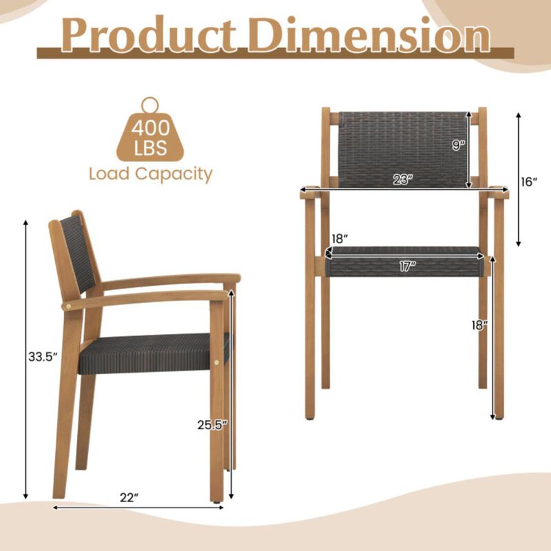 Hivvago Set of 2 Stackable Outdoor Wicker Dining Chair