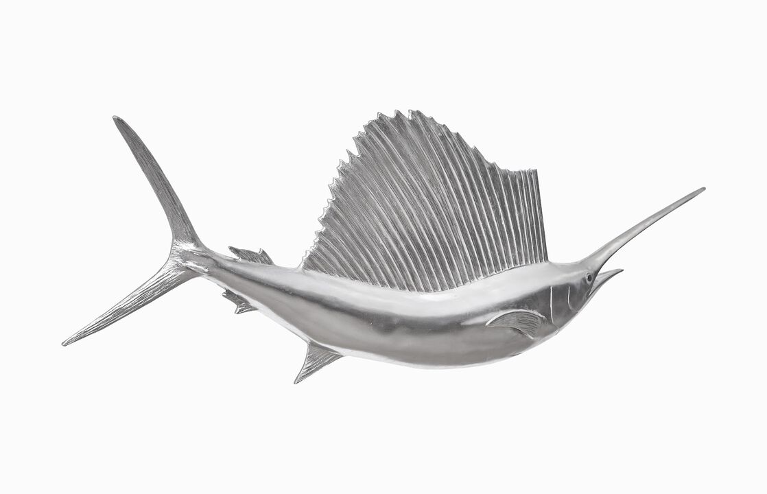 Sail Fish Wall Sculpture Silver Leaf