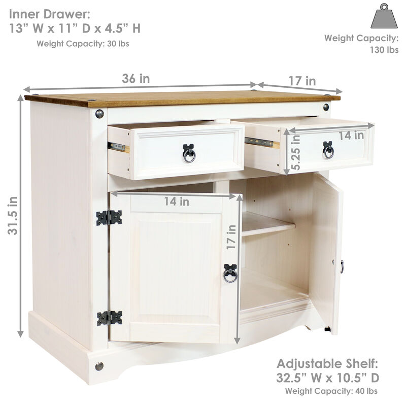 Sunnydaze Solid Pine Console Table with Drawer - 31.5 inches H