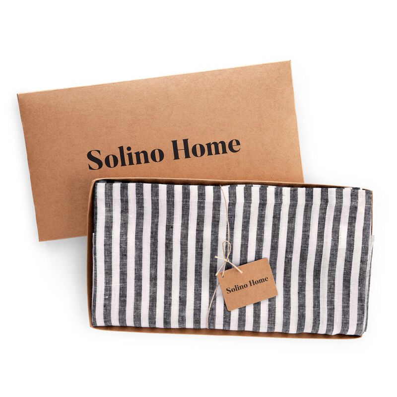 Solino Home 100% Pure Linen Tablecloth | Amalfi Stripe