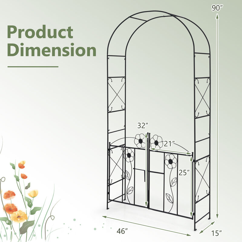 2 in 1 Garden Arbor with Door and Latch for Outdoor Lawn