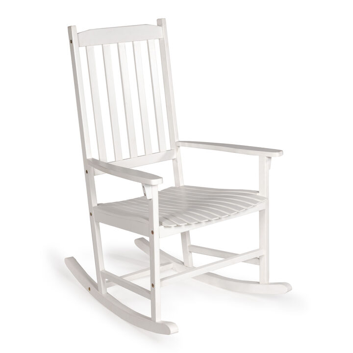 Seagrove Farmhouse Classic Slat-Back Acacia Wood Outdoor Rocking Chair