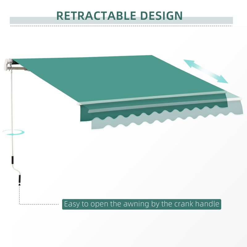 Verdant Yard Cover: 10'x8' Green Crank-Operated Retractable Awning