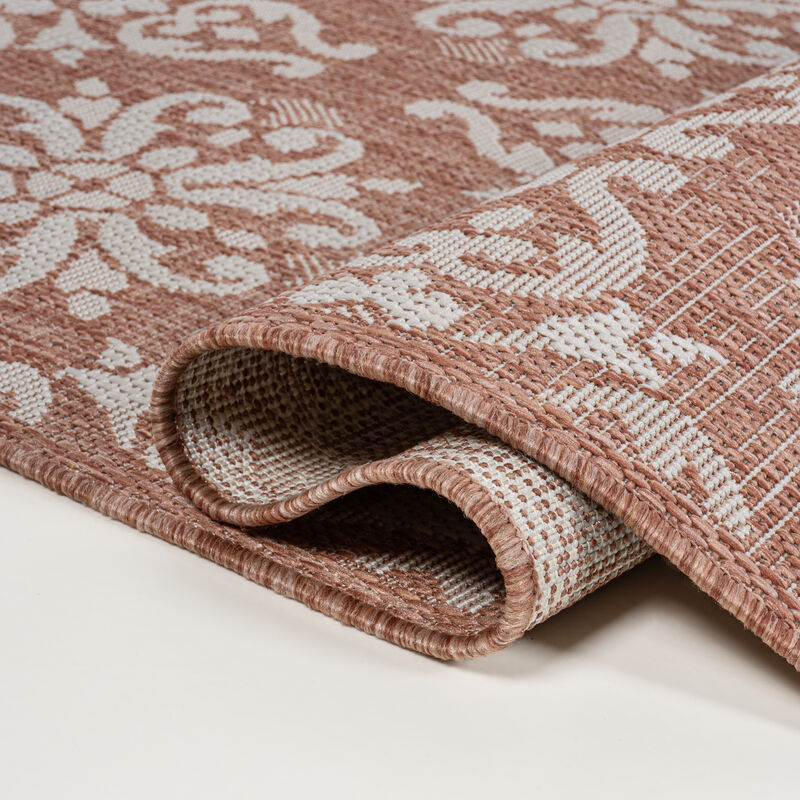 Amora Traditional Mediterranean Tile Design Salmon/Cream 4 ft. x 6 ft. Indoor/Outdoor Area Rug
