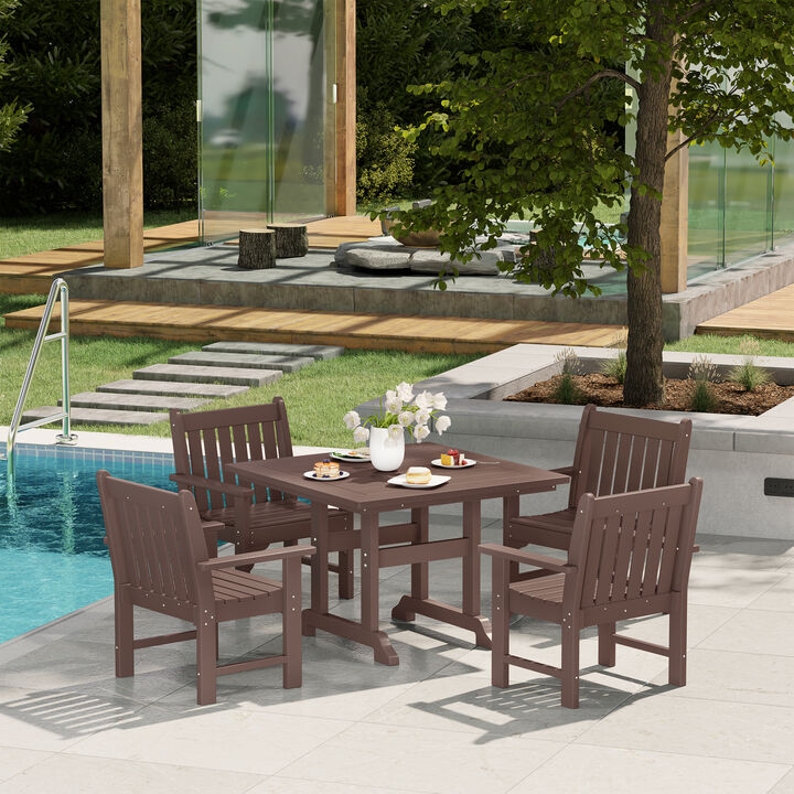WestinTrends 5-Piece HDPE Outdoor Patio Chair and Square Table Dining Set