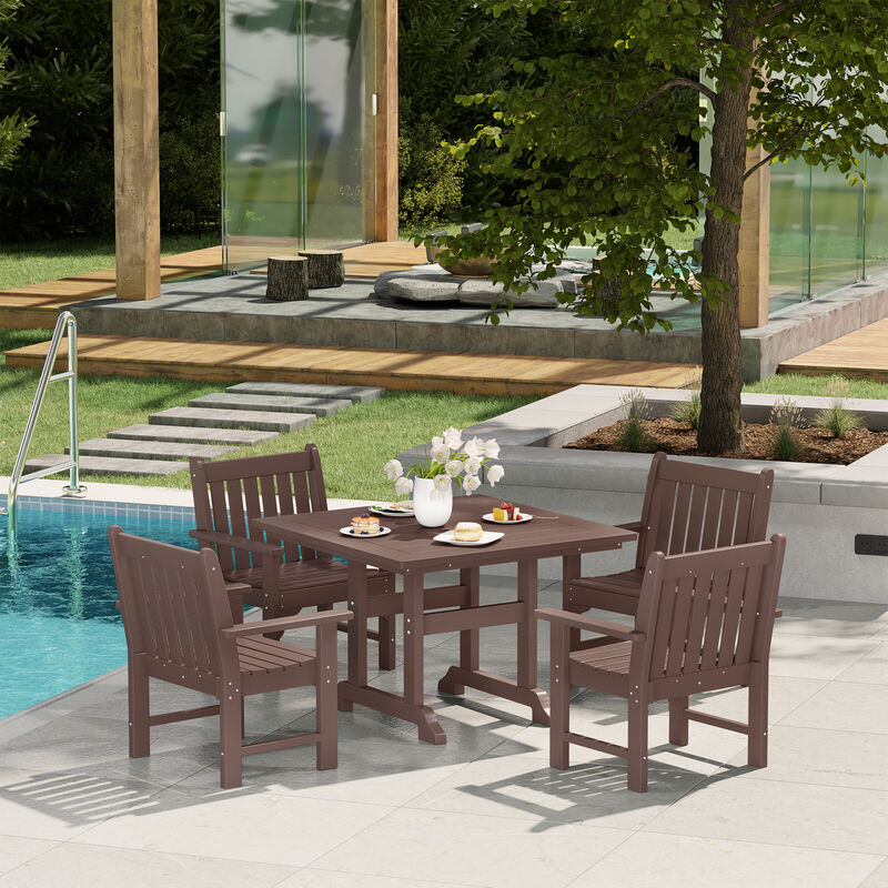 WestinTrends 5-Piece HDPE Outdoor Patio Chair and Square Table Dining Set