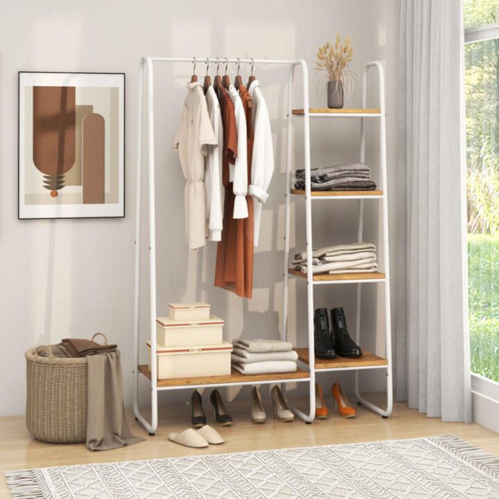 Hivvago Clothes Rack Free Standing Storage Tower with Hanging Bar
