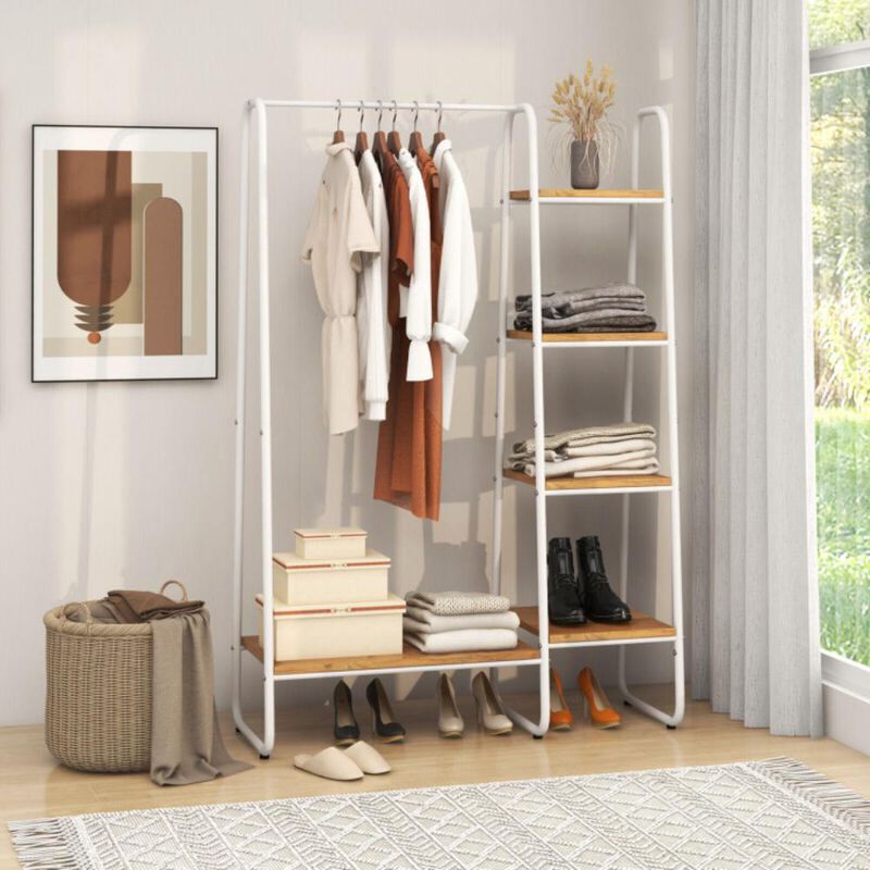Hivvago Clothes Rack Free Standing Storage Tower with Hanging Bar
