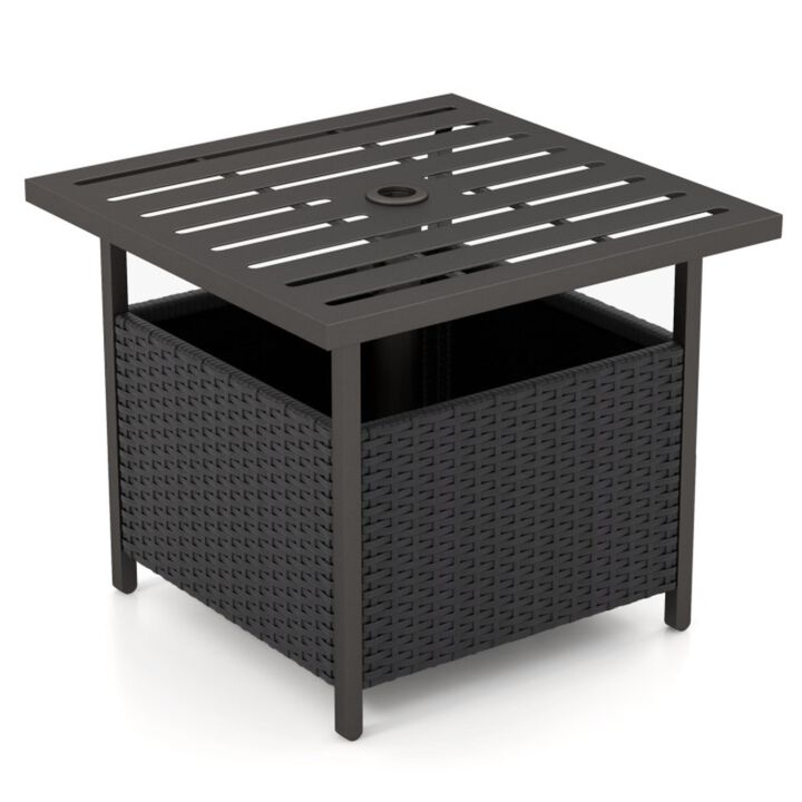 Hivvago Outdoor Patio Rattan Wicker Steel Side Deck Table