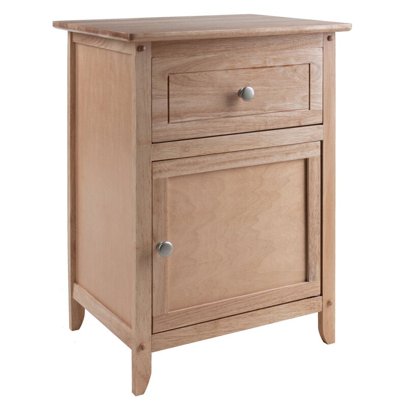 Yardlio Multifunctional Wood End Table: Versatile Design, Natural Finish, Satin Nickel Knobs